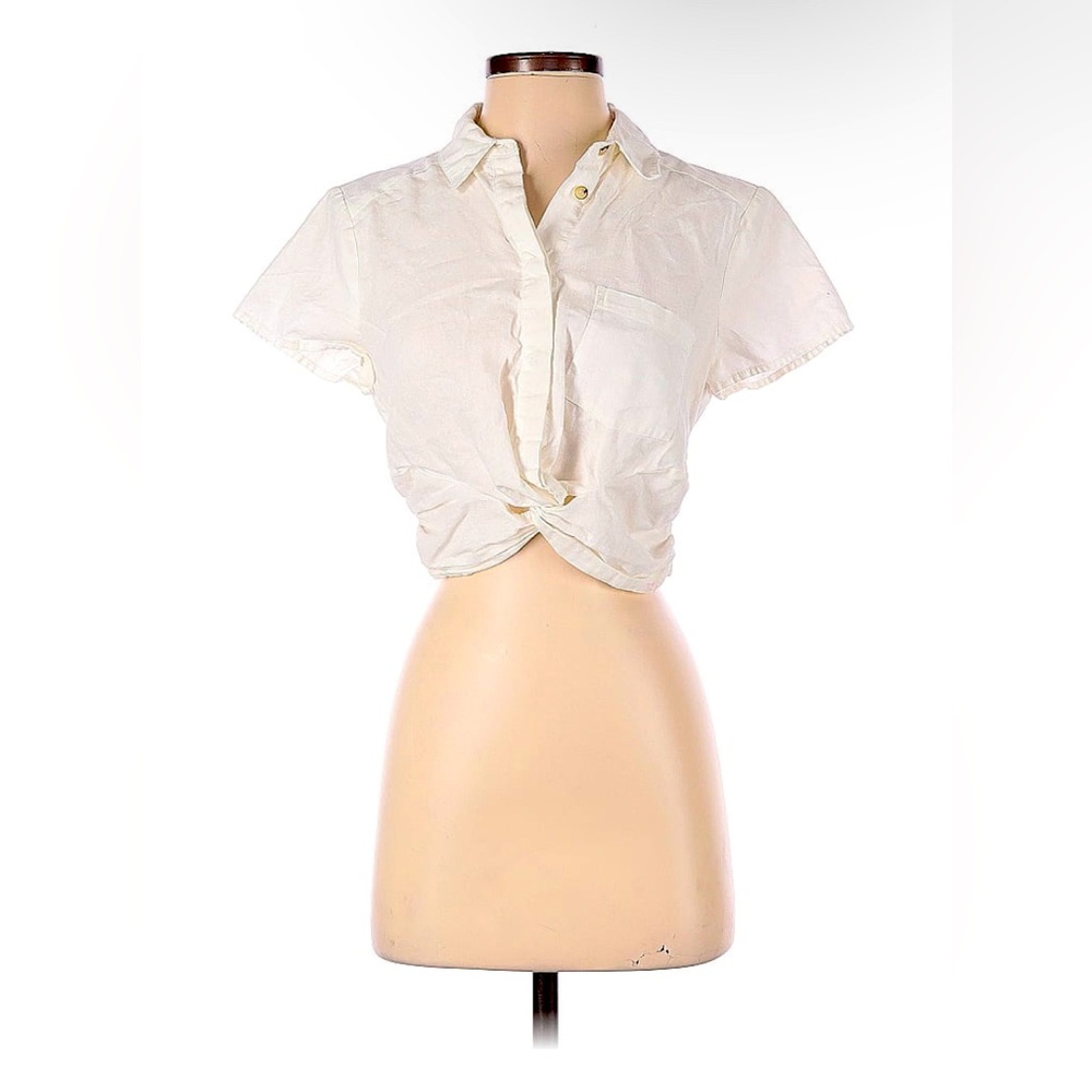 Free People linen cropped blouse size small